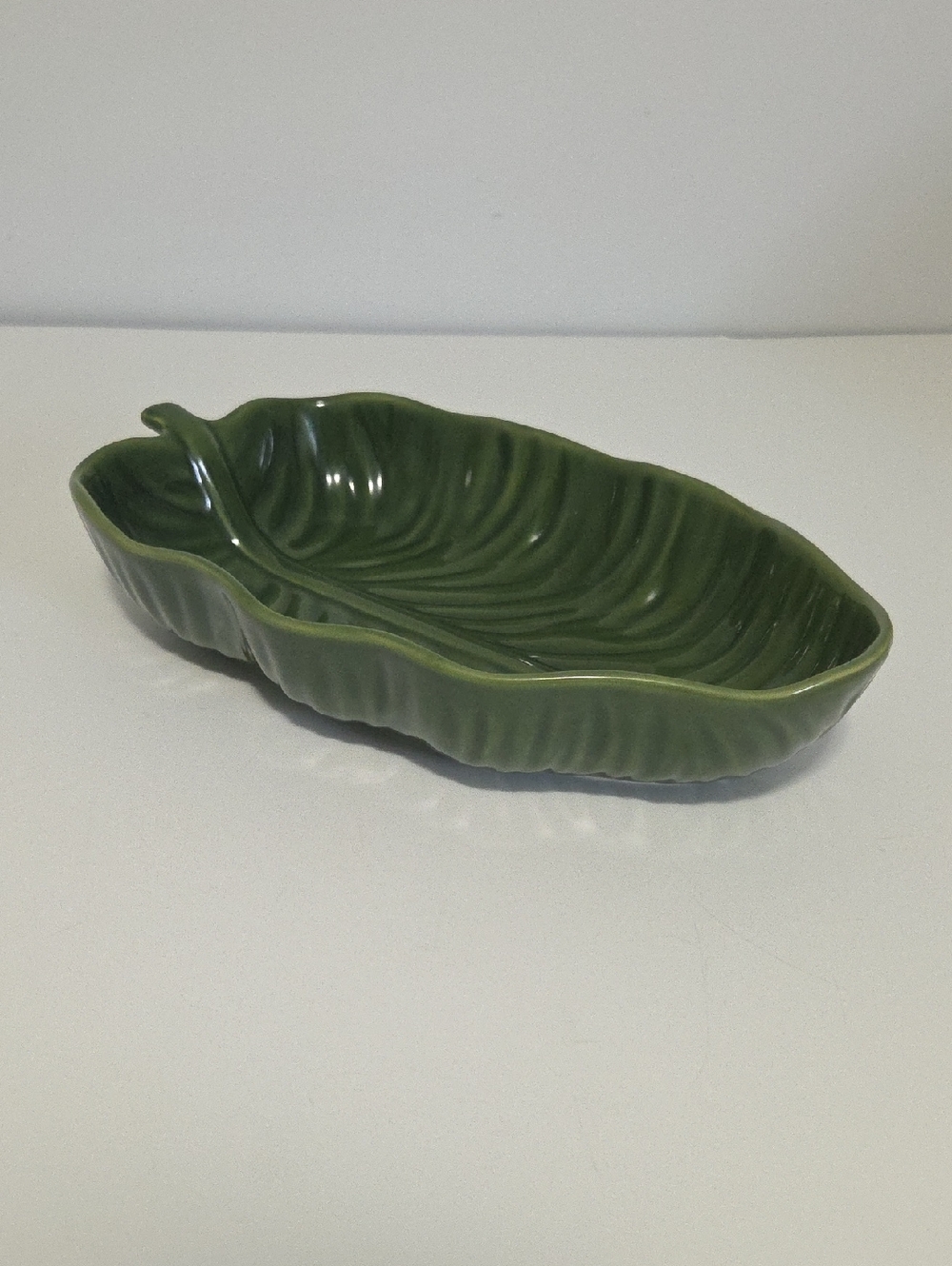 Green Ceramic Leaf Shaped Dish